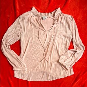 LOFT Tie Front Blouse with Collar cream